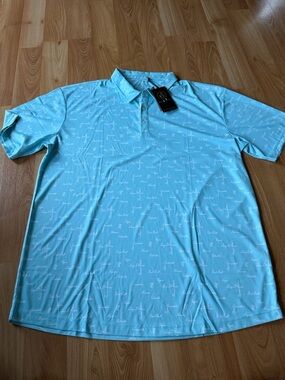 Swannies Golf NWT “Barber Polo” men’s shirt size 2XL aqua blue